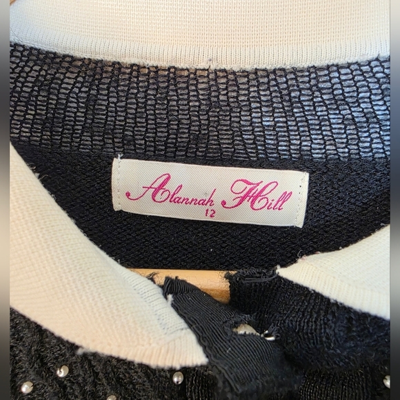 Allanah Hill Beaded wool Sweater With Pearl Buttons and collar. size 12 - Picture 7 of 11